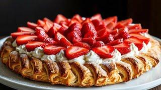 A dessert she drives into the madness: puff pastry with strawberries! Better than Napoleon cake!