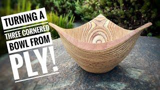 Wood Turning - A 3 Cornered Bowl from Plywood!