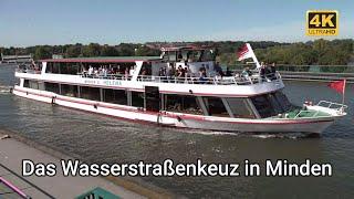 Das Wasserstraßenkreuz in Minden + die Weserschleuse verbindet den Mittellandkanal mit der Weser.