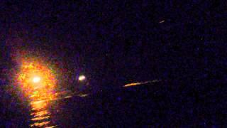 Ship with lights at night