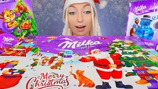 ASMR CHOCOLATE MILKA, ADVENT CALENDAR, CHRISTMAS CANDY (DESSERT) MUKBANG, 크리스마스, 초콜릿 디저트 먹방