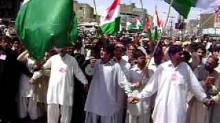 excited pmap workers in a rally regarding khyber pukhtoonkhwa in quetta