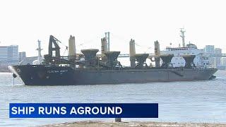 Cargo ship carrying 45K tons of solar salt runs aground in Delaware River in Philadelphia