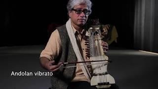 Dhruba Ghosh demonstrates the sarangi