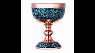 DRINK LIKE KINGS!   Goblet Inlaid Turquoise Stone Copper Handmade  Persian Crafts