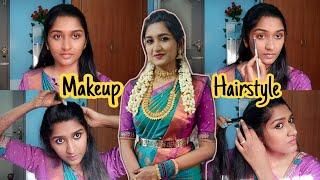 Makeup and Hairstyle video| Pen Paarkum look(most requested video )| Part-2 | Kaviya Karun 