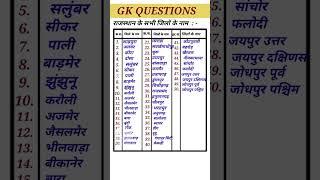 राजस्थान के सभी (50)जिलों के नाम #jilo #district #gk #generalknowledge #fact #viral #shorts #short