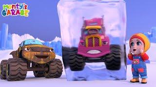 Five Little Trucks | Baby Monster Trucks | Nursery Rhymes For Kids - Monty's Garage