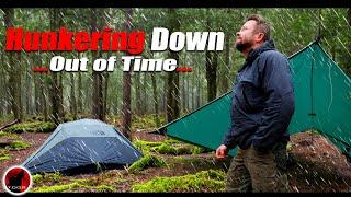 Hunkering Down in the Forest While Storms Rage - Rain Camping Adventure