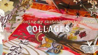 Experimenting with collage by using art from all of my sketchbooks⟡ Creativity without fear