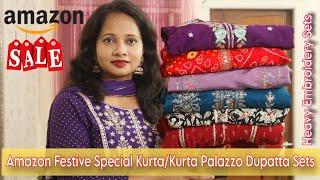 Amazon Festive Special Kurti/Kurta Palazzo Dupatta Set Haul | Ranjana R