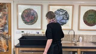 Ruth Thomas; The Printmakers Studio; "Clwydian Hills" part three; Inking and Printing the plate.