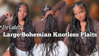 HOW TO: EASY LARGE BOHEMIAN KNOTLESS PLAITS | Beginner Friendly 