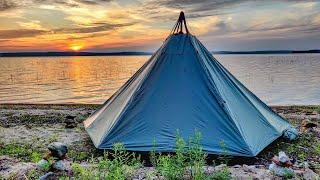 Solo Camping in Tent Campfire Cooking