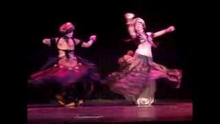 Carolena Nericcio, Megha Gavin and Philippa Moirai dancing at  Tribal Pura EdinburghShow