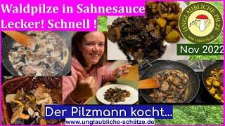 Waldpilze in Sahnesauce - Hm lecker Pilze Rezept zum selber kochen - Der Pilzmann kocht!