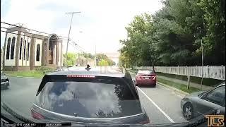 Front and rear dashcam of multi-vehicle accident