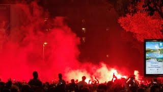 Olympique Marseille fans before the match against Lyon