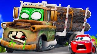 Lightning McQueen VS Zombie Tow MATER LOG Truck , Apocalypse in BeamNG.drive