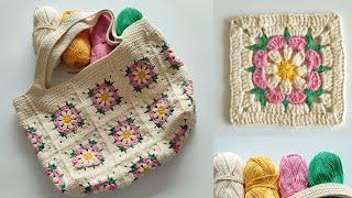 19 MOTİFTEN ÇANTA YAPIMI / CROCHET BAG /EASY CROCHET