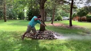 Creating a beautiful River Stone Circle around tree. How to enhance trees look on back yard.