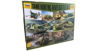 Unboxing Zvezda 5204  1/72 Tank Hunting WWII Battle Set