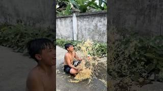 Baby Destroys 500 Ramen Packs – Whole Village Chases Him! #couple #martialarts #comedyshorts