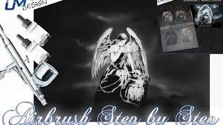 Airbrush Tutorial Stencil AS-024 "Angel" UMR-Design (English/Deutsch)