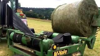 Mchale 991be bale wrapper, John Deere 6300 wrapping bales