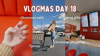 VLOGMAS DAY 18, Christmas nails, shopping, wrapping gifts, giveaway winner!!