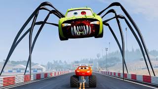 Epic escape from Lightning McQueen Eater, Zombie Lightning McQueen, Fire Engine Eater|BeamNG.Drive