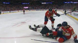 Matthew Tkachuk Jumps Shayne Gostisbehere After His Hit Against Aleksander Barkov