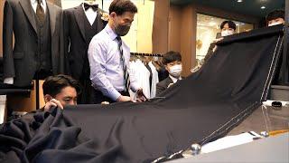 process of making custom suits by a veteran tailor with 40 years of experience. Korean master taylor