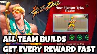 CLEAR SUMMER CODY TRIAL REALM Team builds to get all rewards Street Fighter Duel