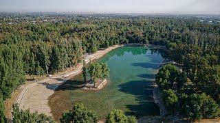 Komsomolsky pond in Karagacheva Grove. Bishkek.