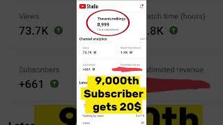 9,000th subscriber gets 20$ Give away for you | YouTube giveaway videos #freeusd #theventuredkings