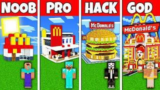 Minecraft Battle: NOOB vs PRO vs HACKER vs GOD! MCDONALDS HOUSE BUILD CHALLENGE in Minecraft