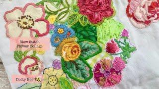 Slow Stitch Flower Collage #slowstitch #embroidery #stitch #handembroidery #fleurwoods #textileart 2