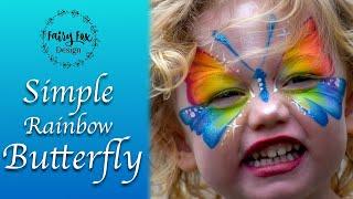 Simple Rainbow Butterfly - Face Paint Tutorial