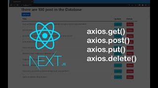 React Axios | get data, Update data and Delete data using Axios | next.js how to Working with API