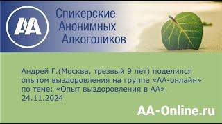 Андрей Г. (Москва, трезвый 9 лет) поделился опытом выздоровления по теме: «Опыт выздоровления в АА».