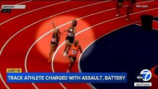 High school runner at center of baton incident charged with assault, battery