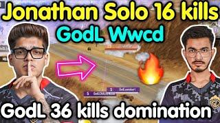 Godlike Wwcd  Jonathan solo 16 kills and Godlike 36 kills domination 