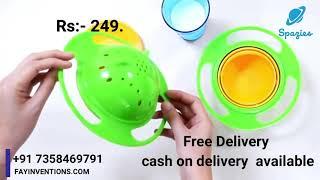 Spazies Universal 360 Degrees Rotates Spill Proof & No Mess Gyro Bowl For Baby Kids.