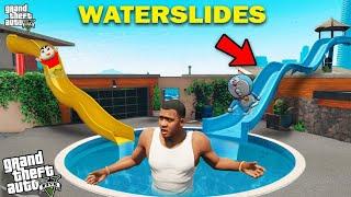 GTA 5 : SHINCHAN AND FRANKLIN BUILD A WATER SLIDE NEAR FRANKLIN HOUSE IN GTA 5