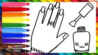 Disegnare E Colorare Una Mano Con Lo Smalto Arcobaleno  Disegni Per Bambini