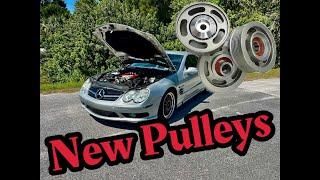 SL55 AMG Installed Double Idler Pulley Assemble And Tensioner Pulley