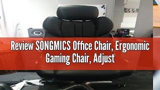 Review SONGMICS Office Chair, Ergonomic Gaming Chair, Adjustable Headrest, Tilt Function, Foldable A