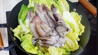 오징어를 데치거나 볶지않고 이렇게 드세요!! 간단하고 건강하고 맛있어요/ 오징어배추찜 Steamed squid