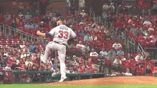 AJ Minter 97 MPH Slow Motion Pitching Mechanics (1st Base Side View)